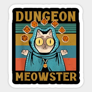 Dungeon Meowster Funny Nerdy Gamer Cat D20 Dice Rpg Dungeons And Dragons Sticker